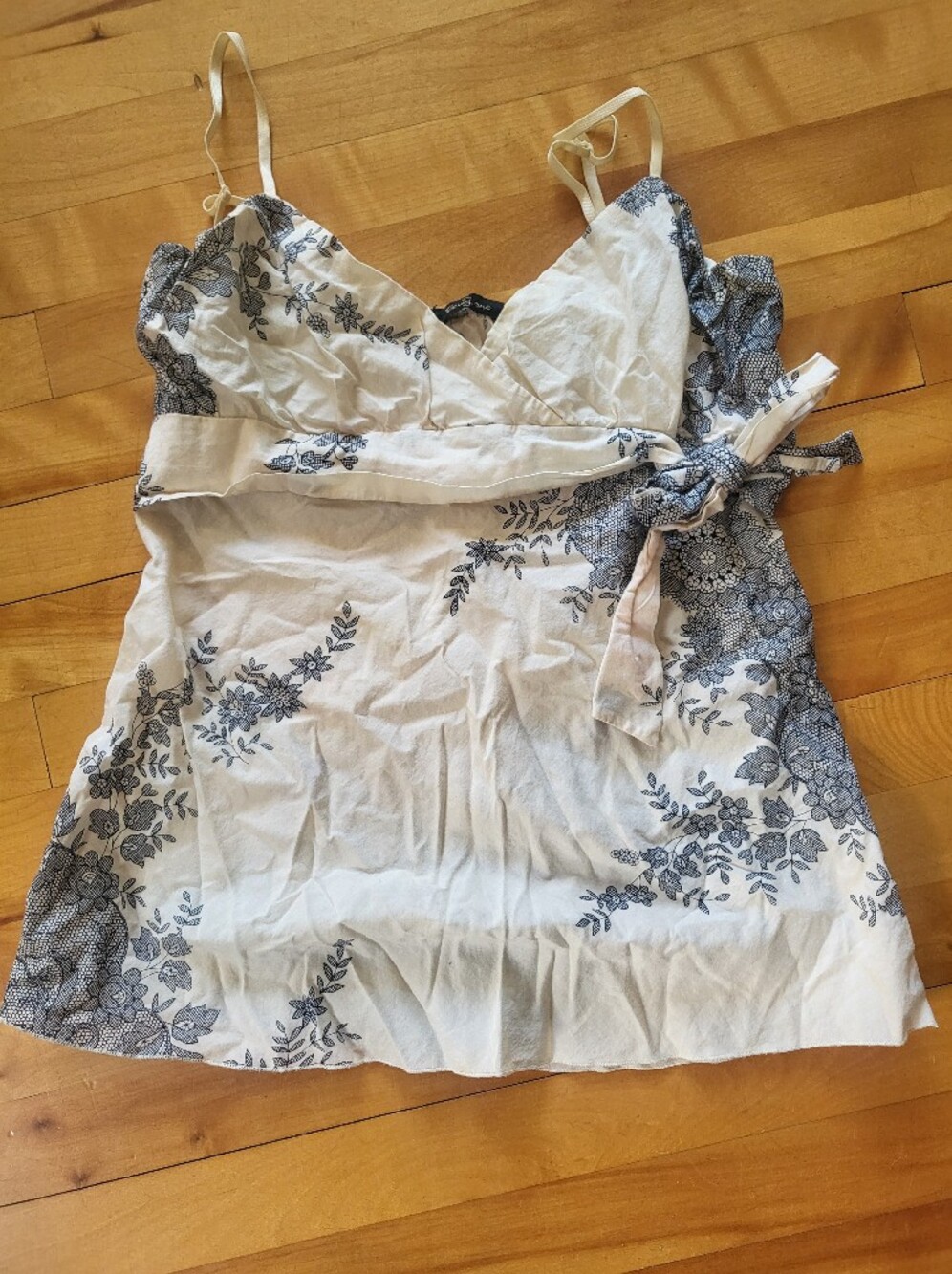 Forever 21 White Camisole with Black Floral Print